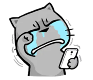 😭 Katze, traurig, weinend, Handy, Cartoon, Emoji, Sticker whatsapp sticker