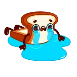 😭 pain, pleurer, triste, nourriture, dessin animé, toast whatsapp sticker