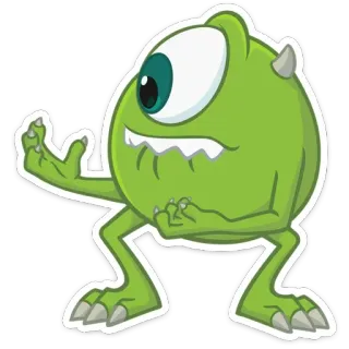 😬 Mike Wazowski Monsters, Inc. Cartoon, Monster, Disney, Pixar, Grün, Einäugig, Charakter, Animiert telegram sticker