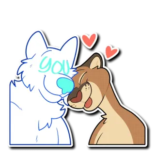 ❤️ You miłość, zwierzęta, wilk, kot, słodki, pocałunek, uczucie telegram sticker