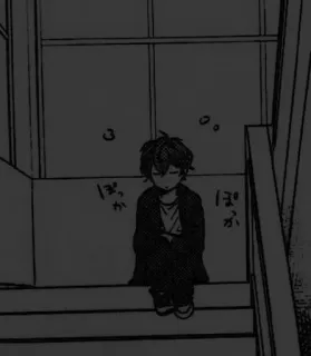 🅿 ぽっか anime, manga, chłopak, schody, siedzący telegram sticker
