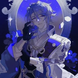 ✨ Anime, Charakter, Blau, Fanart, Illustration whatsapp sticker