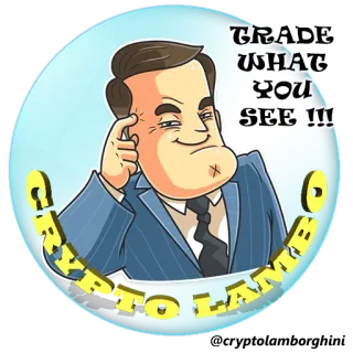 😉 TRADE WHAT YOU SEE !!!
CRYPTO LAMBO cripto, trading, dinero, inversión, negocios whatsapp sticker