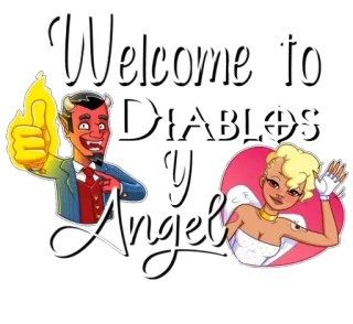 🤗 Welcome to Diablos y Angel diabo, anjo, bem-vindo, desenho animado, fantasia telegram sticker