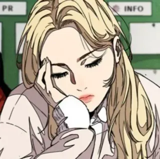 🎐 rubia, mujer, anime, cansada telegram sticker