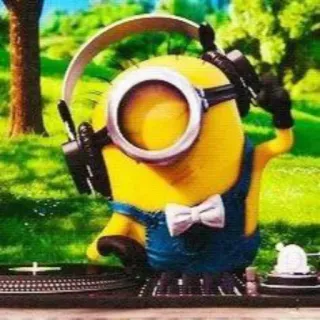 🎧 Minion minion, dj, music, cartoon, headphones, entertainment telegram sticker