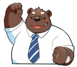 ✊ หมี, การ์ตูน, แว่นตา, เนคไท, ธุรกิจ, สัตว์ telegram sticker