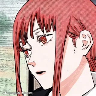 🔮 Makima Chainsaw Man @ Fusyusyu O Madum Anime, Makima, Chainsaw Man, Manga, pelo rojo, mujer telegram sticker