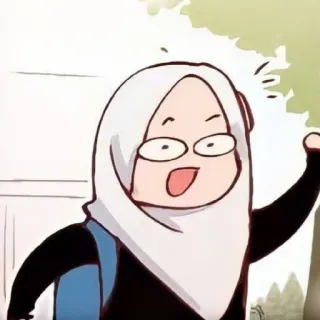 😄 Hijab, Muslim, Wanita, Kartun, Anime telegram sticker