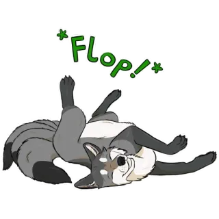🛌 FLOP! animal, zorro, flop, lindo, dibujos animados, divertido whatsapp sticker