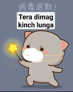 🪄 病毒退散!
Tera dimag
kinch lunga cat, mask, cartoon, virus, magic wand, protective gear whatsapp sticker