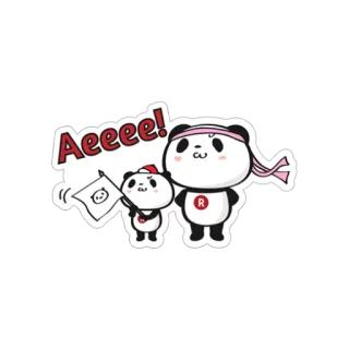 👏 Aeeee! パンダ, 可愛い, 動物, 応援, 旗, マンガ, かわいい telegram sticker