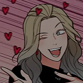 😀 mulher, corações, piscadela, desenho animado, personagem, feminino, amor telegram sticker
