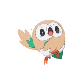 😱 Rowlet Pokemon pokemon, rowlet, owl, cute, bird, anime telegram sticker