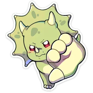 👎 공룡, 만화, 트리케라톱스, 귀여운, 스티커, 동물 telegram sticker