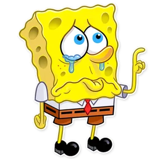 😢 Spongebob Squarepants สปอนจ์บ็อบ, การ์ตูน, นิคเคิลโอเดียน, ร้องไห้, เศร้า, สีเหลือง telegram sticker