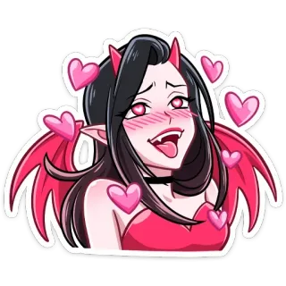 ❤️ Anime, Diablo, Chica, Corazones, Lindo, Dibujos animados telegram sticker
