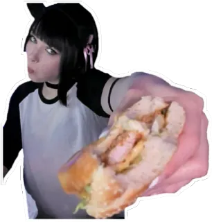 🍔 여자, 고양이 귀, 샌드위치, 음식, 소녀, 간식 whatsapp sticker