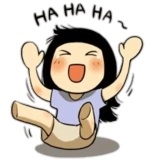 😂 HA HA HA lachen, cartoon, fröhlich, heiter, frau, freude, amüsiert telegram sticker