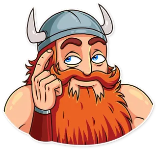 😏 Viking, Denken, Helm, Baard, Roodharig, Cartoon telegram sticker
