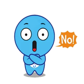 ❌ No! cartone animato, scioccato, blu, esclamazione, fumetto, negazione telegram sticker