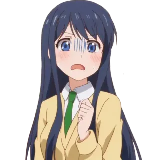 😨 anime, girl, scared, nervous, expression, character whatsapp sticker