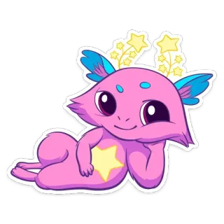 😉 słodki, różowy, zwierzę, gwiazda, kreskówka, brokat, fantasy, kawaii whatsapp sticker