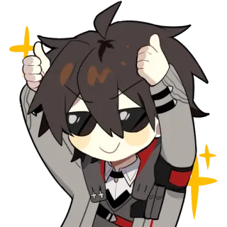 👍 anime, character, sticker, thumbs up, cool, glasses telegram sticker