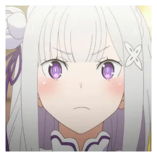 📎 Emilia Re:Zero Anime, Emilia, Re:Zero, linda, enojada, chica, chica anime whatsapp sticker