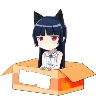 😺 Anime, Catgirl, Doos, Leuk, Cartoon telegram sticker