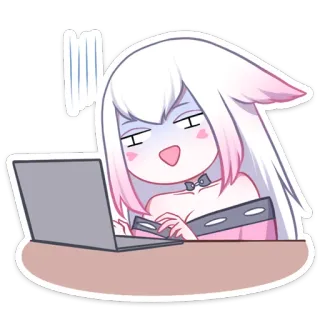 💻 anime, cartoon, laptop, computer, shocked, surprised, chibi telegram sticker
