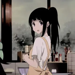 🌸 Anime, Ragazza, Cucina, Cucina, Grembiule telegram sticker