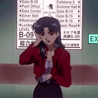 🌸 Misato Katsuragi Neon Genesis Evangelion WELCOME TO anime, misato, evangelion, gate, bienvenue whatsapp sticker