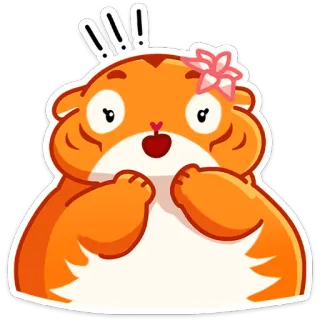 👍 น่ารัก, สัตว์, แฮมสเตอร์, การ์ตูน, ดอกไม้, สีส้ม telegram sticker