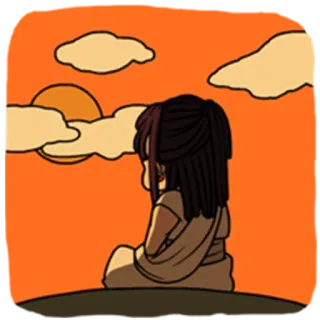 😐 atardecer, chica, nubes, cielo, contemplativo, pacífico, calma whatsapp sticker