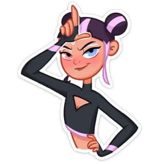 😏 dibujo animado, chica, perdedor, gesto, anime, rosa, negro telegram sticker