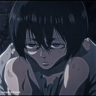 🖤 Mikasa Ackerman Attack on Titan HIKARUXICONS Anime, Attack on Titan, Mikasa Ackerman, Verdrietig, Icoon, Personage, Manga telegram sticker