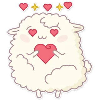 ❤ pecora, amore, carino, kawaii, cuore, animale telegram sticker