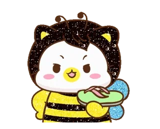 ⭐ fofo, desenho animado, abelha, animal, kawaii, brilhante telegram sticker