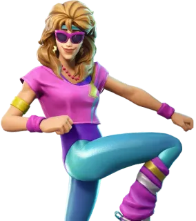 💃 Fortnite, Nhân vật, Những năm 80, Vận động viên, Tập luyện, Retro, Thể hình telegram sticker