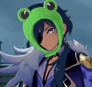 🤨 Kaeya Genshin Impact kaeya, genshin impact, animé, grenouille, chapeau whatsapp sticker