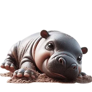 🫠 カバ, 赤ちゃんカバ, 動物, かわいい, 野生動物, 哺乳類 whatsapp sticker