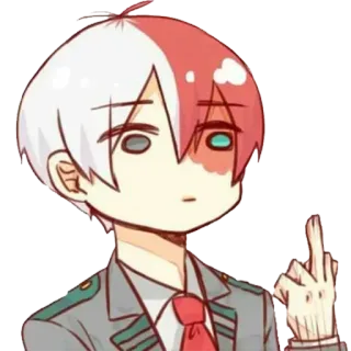 🖕 Shoto Todoroki My Hero Academia Anime, Postać, Środkowy palec, Todoroki, My Hero Academia, Obraźliwe, Chamskie telegram sticker