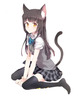 😿 cat girl, anime, kawaii, school uniform, neko, ears, tail telegram sticker