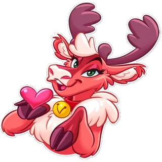 😘 Rentier, Herz, Süß, Cartoon, Weihnachten, Feiertag telegram sticker