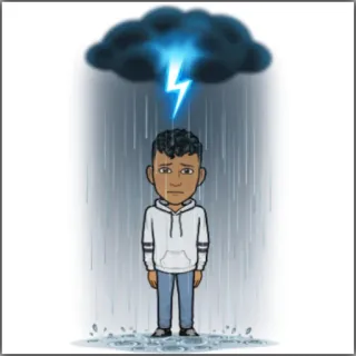 😭 เศร้า, เมฆ, ฝน, พายุ, bitmoji, หดหู่ telegram sticker