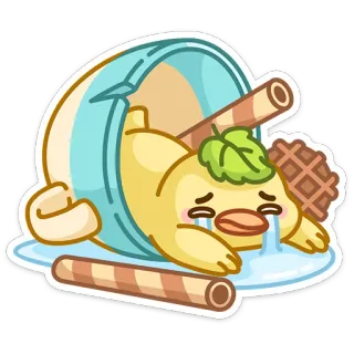 😭 duck, sad, crying, ice cream, dessert, broken, upset telegram sticker