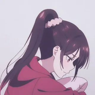 😔 anime, girl, cute, cartoon, portrait telegram sticker