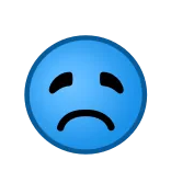😞 smutny, emotikon, niebieski, twarz whatsapp sticker