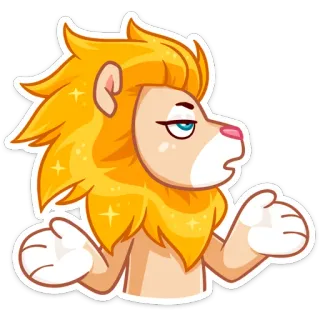 🤷‍♂️ 狮子, 卡通, 动物, 可爱, 贴纸, 金色, 困惑的 telegram sticker